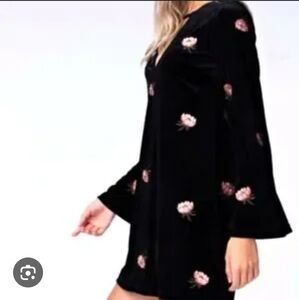 Honey Punch Velvet Embroidered Mini dress Size XS